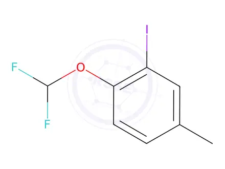 Chemical structure of Benzene, 1-(difluoromethoxy)-2-iodo-4-methyl-
