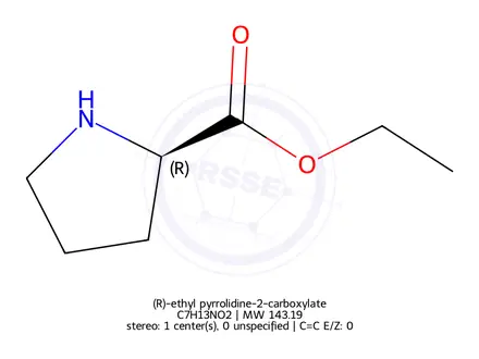 Chemical structure of (R)-ethyl pyrrolidine-2-carboxylate