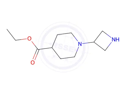 Chemical structure of 4-Piperidinecarboxylic acid, 1-(3-azetidinyl)-, ethyl ester