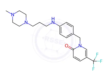 Chemical structure of 1-(4-((3-(4-methylpiperazin-1-yl)propyl)amino)benzyl)-5-(trifluoromethyl)pyridin-2(1H)-one