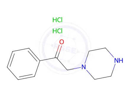 Chemical structure of 1-Phenyl-2-(piperazin-1-yl)ethan-1-one Dihydrochloride