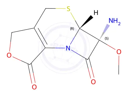 Chemical structure of (5aR,6S)-6-amino-6-methoxy-5a,6-dihydroazeto[2,1-b]furo[3,4-d][1,3]thiazine-1,7(3H,4H)-dione