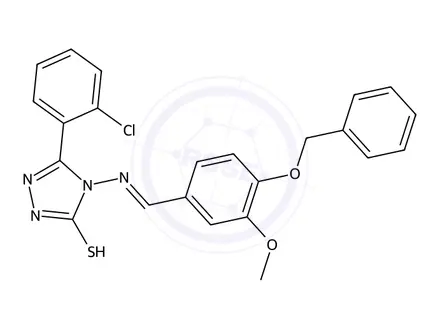 Chemical structure of 4-((4-(Benzyloxy)-3-methoxybenzylidene)amino)-3-(2-chlorophenyl)-1H-1,2,4-triazole-5(4H)-thione