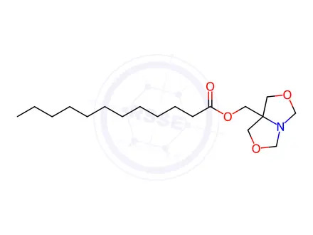 Chemical structure of 1H,3H,5H-oxazolo[3,4-c]oxazol-7a(7H)-ylmethyl laurate