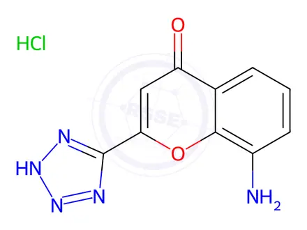 Chemical structure of 8-Amino-4-oxo-2-(tetrazol-5-yl)benzopyran Hydrochloride