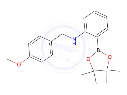 Chemical structure of Bis(3-hydroxy-2,3-dimethylbutan-2-yl) (2-((4-methoxybenzyl)amino)phenyl)boronate