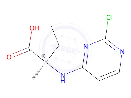 Chemical structure of (R)-2-((2-chloropyrimidin-4-yl)amino)-2-methylbutanoicacid