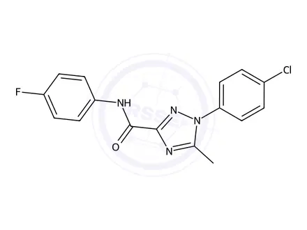 Chemical structure of 1-(4-chlorophenyl)-N-(4-fluorophenyl)-5-methyl-1H-1,2,4-triazole-3-carboxamide