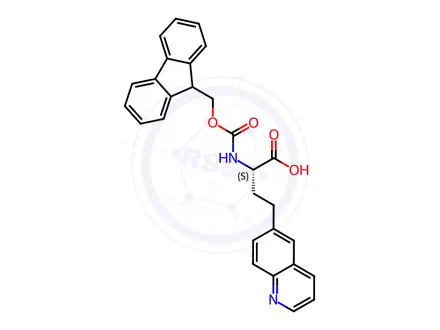 Chemical structure of (2S)-2-({[(9H-fluoren-9-yl)methoxy]carbonyl}amino)-4-(isoquinolin-3-yl)butanoic acid