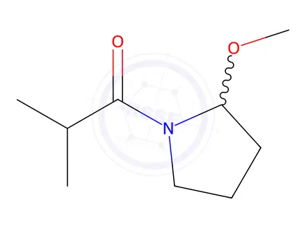 Chemical structure of Pyrrolidine, 2-methoxy-1-(2-methyl-1-oxopropyl)-(9CI)