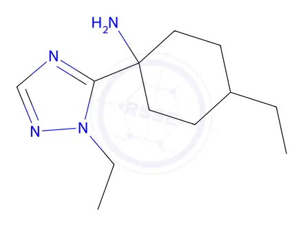 Chemical structure of 4-Ethyl-1-(1-ethyl-1h-1,2,4-triazol-5-yl)cyclohexan-1-amine