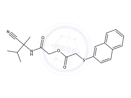 Chemical structure of 2-((2-Cyano-3-methylbutan-2-yl)amino)-2-oxoethyl 2-(naphthalen-2-ylthio)acetate