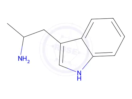 Chemical structure of (+/-)-alpha-methyltryptamine