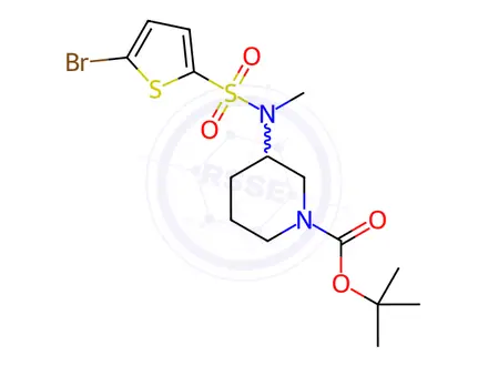 Chemical structure of tert-Butyl 3-(5-bromo-N-methylthiophene-2-sulfonamido)piperidine-1-carboxylate