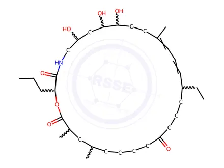 Chemical structure of 1-Oxa-4-azacyclooctacosa-12,14-diene-3,20,28-trione, 16-ethyl-6,8,9-trihydroxy-12,25,27-trimethyl-2-propyl-, (2S,6S,8S,9R,12E,14E,16R,25R,27S)-(9CI)