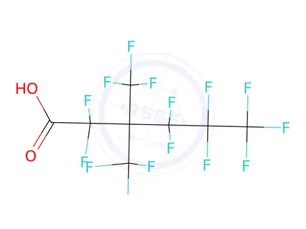Chemical structure of Hexanoic acid, 2,2,4,4,5,5,6,6,6-nonafluoro-3,3-bis(trifluoromethyl)-