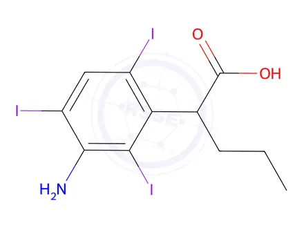 Chemical structure of 2-(3-Amino-2,4,6-triiodophenyl)valeric acid