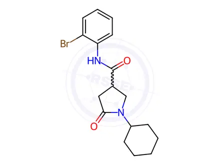 Chemical structure of N-(2-Bromophenyl)-1-cyclohexyl-5-oxopyrrolidine-3-carboxamide