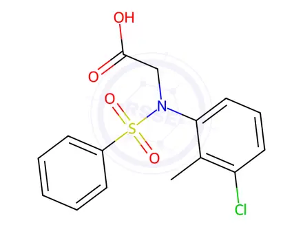 Chemical structure of N-(3-chloro-2-methylphenyl)-N-(phenylsulfonyl)glycine