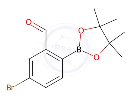 Chemical structure of 5-Bromo-2-(4,4,5,5-tetramethyl-1,3,2-dioxaborolan-2-yl)benzaldehyde