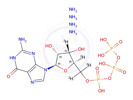 Chemical structure of GUANOSINE 5'-TRIPHOSPHATE (GTP), AMMONIUM SALT (RIBOSE-3',4',5',5''-D4,98%)C.P.>90%(IN SOLN)