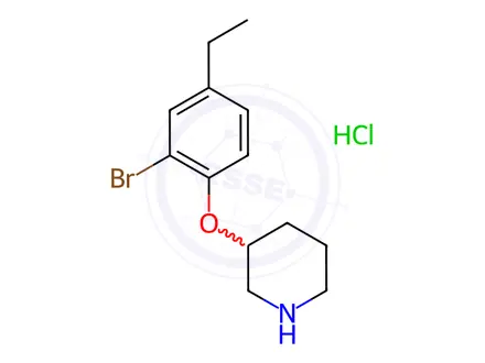 Chemical structure of 3-(2-Bromo-4-ethylphenoxy)piperidine hydrochloride