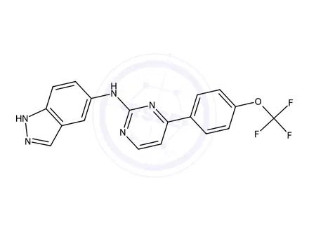 Chemical structure of N-(4-(4-(Trifluoromethoxy)phenyl)pyrimidin-2-yl)-1H-indazol-5-amine