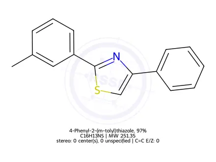 Chemical structure of 4-Phenyl-2-(m-tolyl)thiazole, 97%
