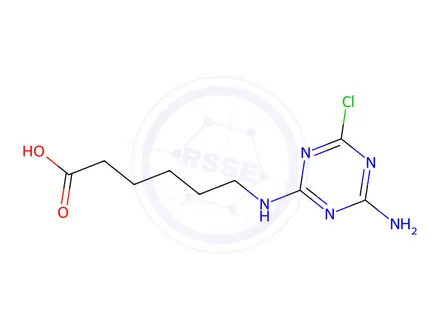 Chemical structure of 6-((4-Amino-6-chloro-1,3,5-triazin-2-yl)amino)hexanoic acid