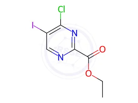 Chemical structure of ethyl 4-chloro-5-iodo-pyrimidine-2-carboxylate