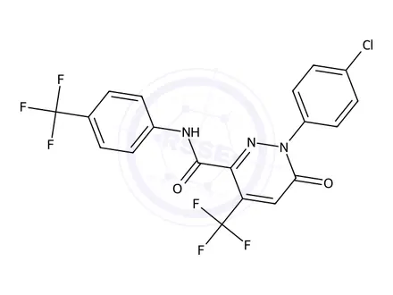 Chemical structure of 1-(4-Chlorophenyl)-6-oxo-4-(trifluoromethyl)-N-(4-(trifluoromethyl)phenyl)-1,6-dihydropyridazine-3-carboxamide
