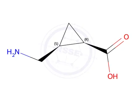 Chemical structure of Cyclopropanecarboxylic acid, 2-(aminomethyl)-, (1R,2S)-