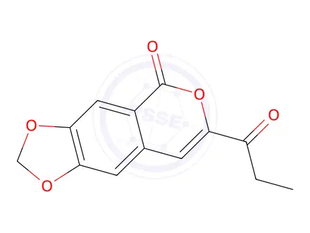 Chemical structure of 7-propanoyl-[1,3]dioxolo[4,5-g]isochromen-5-one