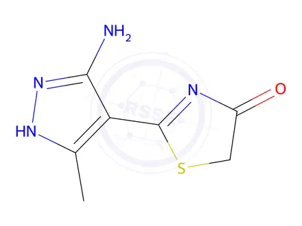 Chemical structure of 2-(3-Amino-5-methyl-1H-pyrazol-4-yl)thiazol-4(5H)-one