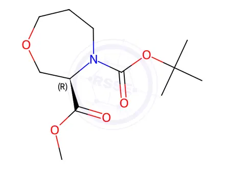 Chemical structure of O4-tert-butyl O3-methyl (3R)-1,4-oxazepane-3,4-dicarboxylate
