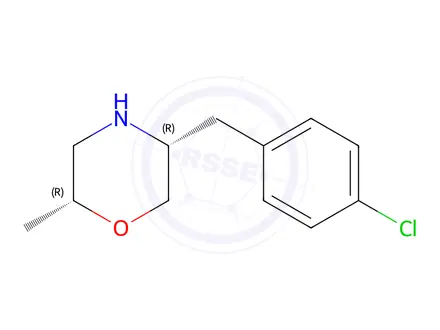 Chemical structure of (2R,5R)-5-(4-chlorobenzyl)-2-methylmorpholine