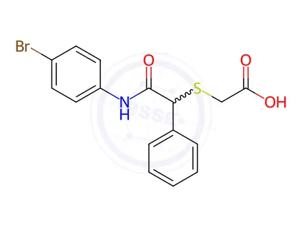 Chemical structure of 2-{[2-(4-bromoanilino)-2-oxo-1-phenylethyl]sulfanyl}acetic acid