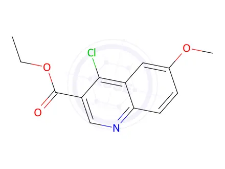 Chemical structure of 4-Chloro-6-methoxy-quinoline-3-carboxylic acid ethyl ester