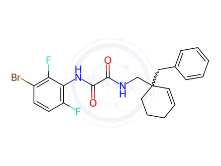 Chemical structure of N'-[(1-benzylcyclohex-2-en-1-yl)methyl]-N-(3-brom o-2,6-difluorophenyl)ethanediamide