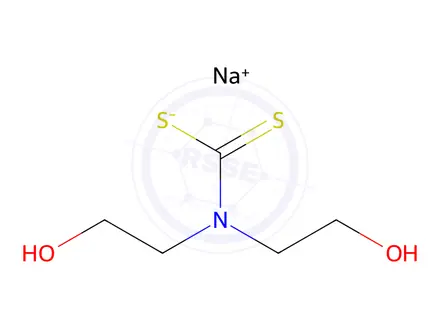 Chemical structure of sodium (bis(2-hydroxyethyl)amino)methanedithioate