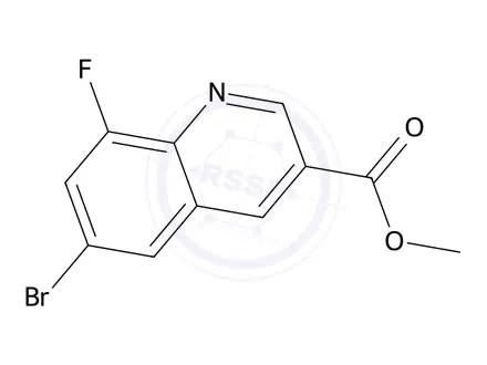 Chemical structure of methyl 6-bromo-8-fluoro-quinoline-3-carboxylate