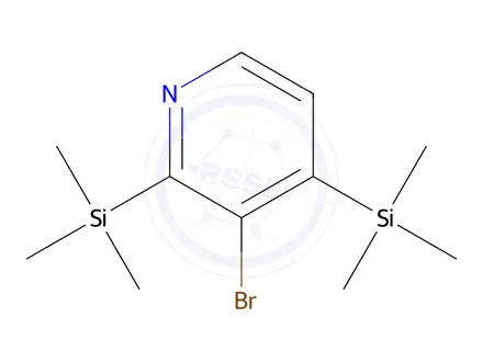 Chemical structure of Pyridine, 3-bromo-2,4-bis(trimethylsilyl)-(9CI)