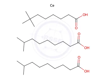 Chemical structure of bis(isodecanoato-O)(neodecanoato-O)cerium