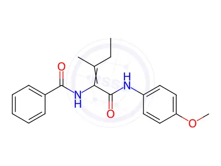 Chemical structure of Benzamide, N-[1-[[(4-methoxyphenyl)amino]carbonyl]-2-methyl-1-butenyl]-(9CI)
