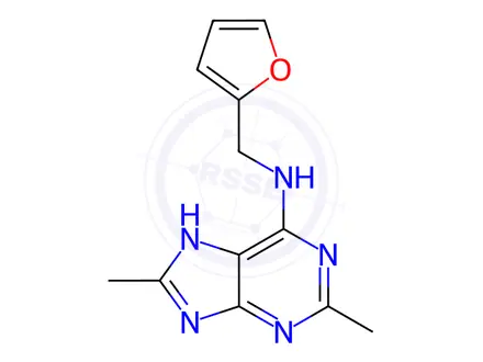 Chemical structure of N-[(furan-2-yl)methyl]-2,8-dimethyl-9H-purin-6-am ine