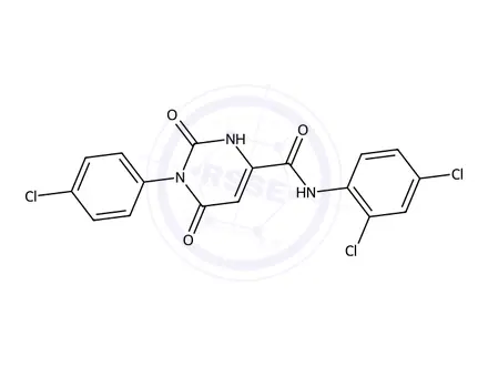 Chemical structure of 1-(4-Chlorophenyl)-N-(2,4-dichlorophenyl)-6-hydroxy-2-oxo-1,2-dihydropyrimidine-4-carboxamide