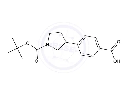 Chemical structure of 4-(1-(tert-Butoxycarbonyl)pyrrolidin-3-yl)benzoic acid