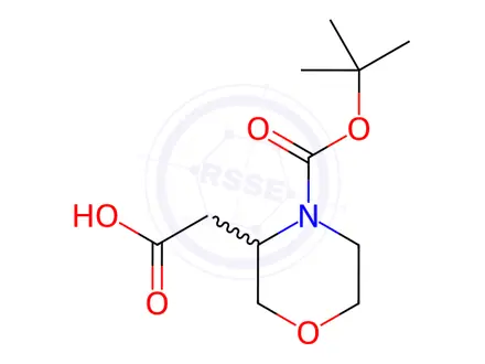 Chemical structure of 3-Carboxymethyl-morpholine-4-carboxylic acid tert-butyl ester