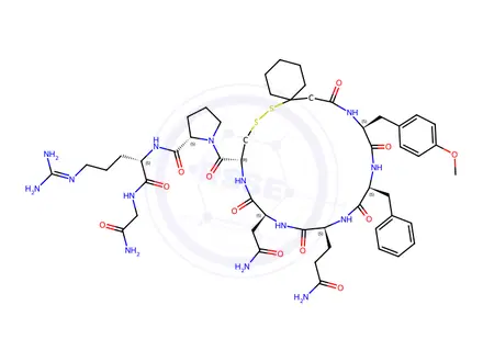 Chemical structure of (S)-1-((10R,13S,16S,19S,22S)-13-(2-Amino-2-oxoethyl)-16-(3-amino-3-oxopropyl)-19-benzyl-22-(4-methoxybenzyl)-12,15,18,21,24-pentaoxo-7,8-dithia-11,14,17,20,23-pentaazaspiro[5.19]pe