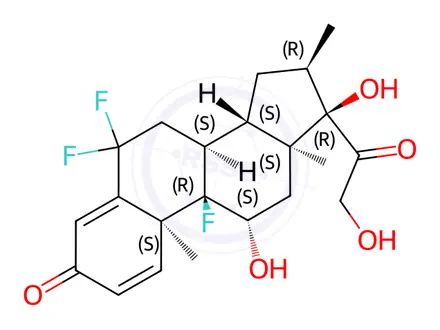 Chemical structure of (9R,11S,14S,16R,17R)-6,6,9-trifluoro-11,17-dihydroxy-17-(2-hydroxyacetyl)-10,13,16-trimethyl-8,11,12,14,15,16-hexahydro-7H-cyclopenta[a]phenanthren-3-one